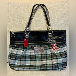 PRISTINE CONDITION Vintage Coach Poppy Plaid Tote Bag